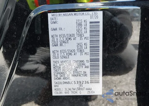 2020 Infiniti Qx60 Luxe from USA, damaged, VIN 5N1DL0MN8LC539236